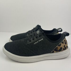 COLE HAAN Women's GrandSport Black & Leopard Print Journey Sneakers Size 7B